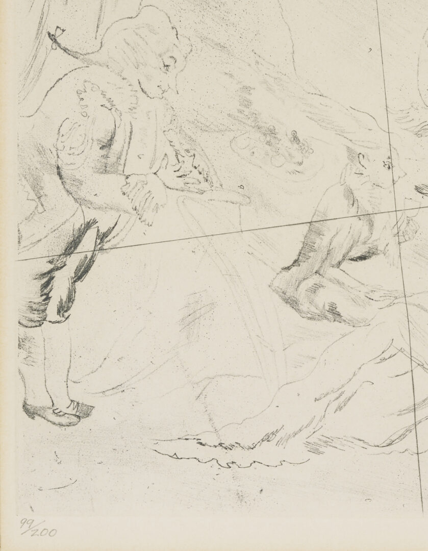 Lot 1213: 3 Chagall Framed Lithographs Plus Jules Pascin Etching, At the Ball