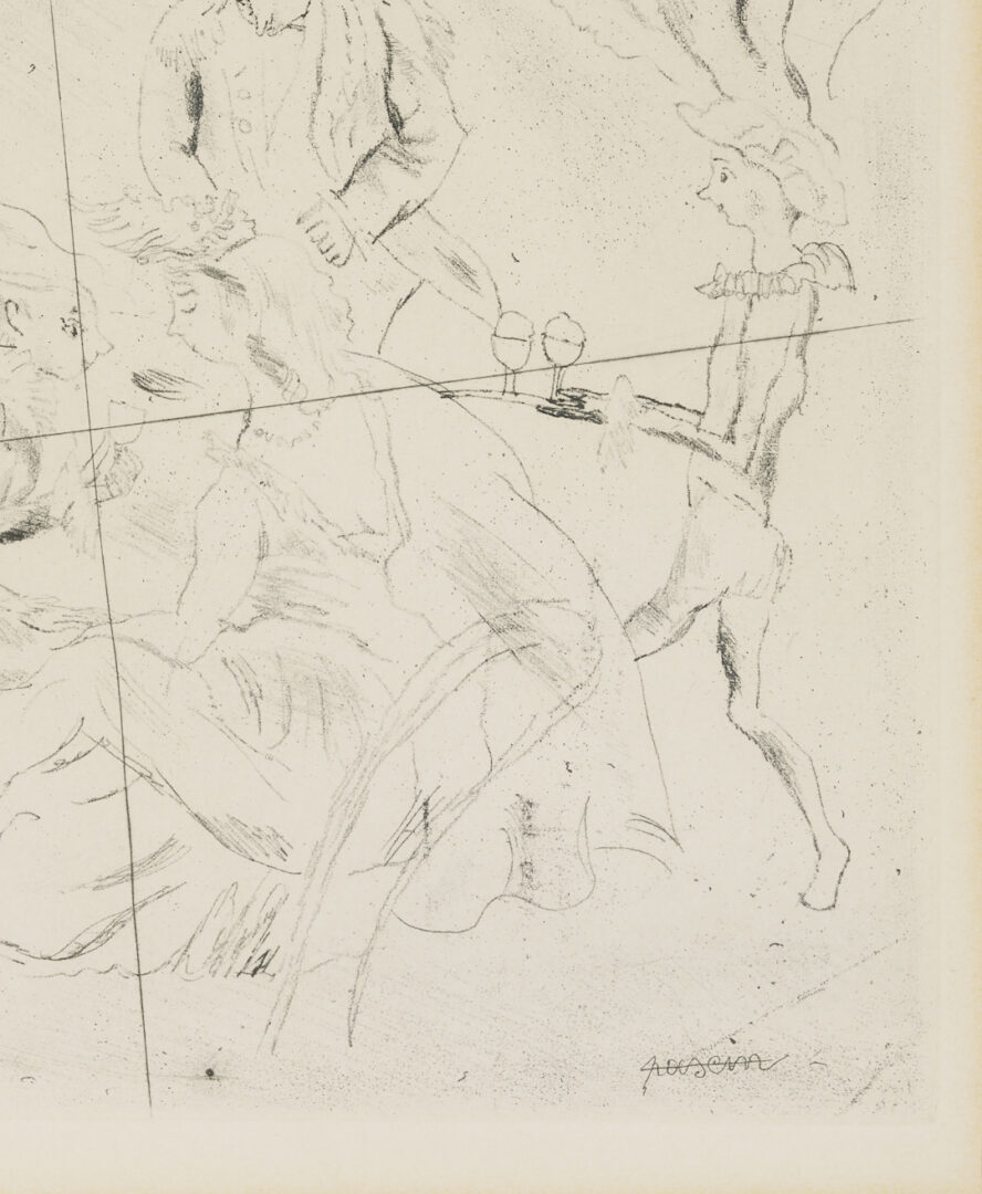 Lot 1213: 3 Chagall Framed Lithographs Plus Jules Pascin Etching, At the Ball