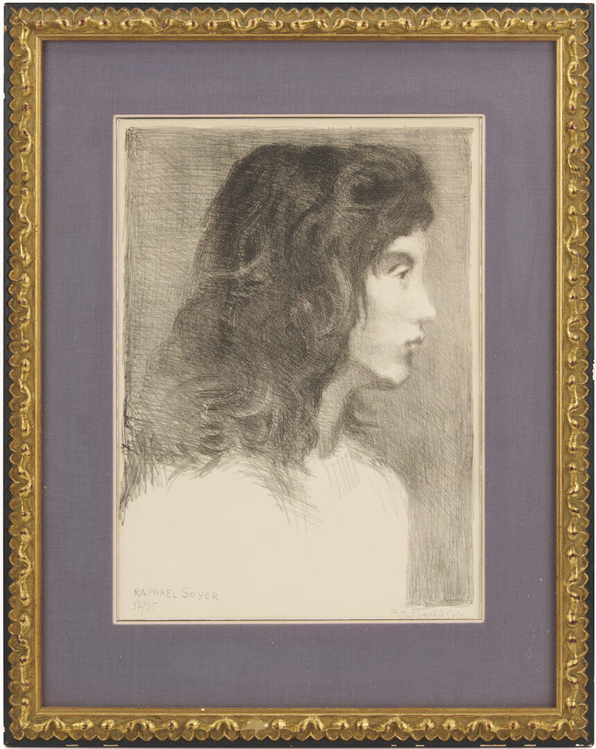 Lot 1215: 9 Framed Works on Paper: Soyer, Zucker, Cherry Blossoms, After Van Gogh, & Le Bon Genre