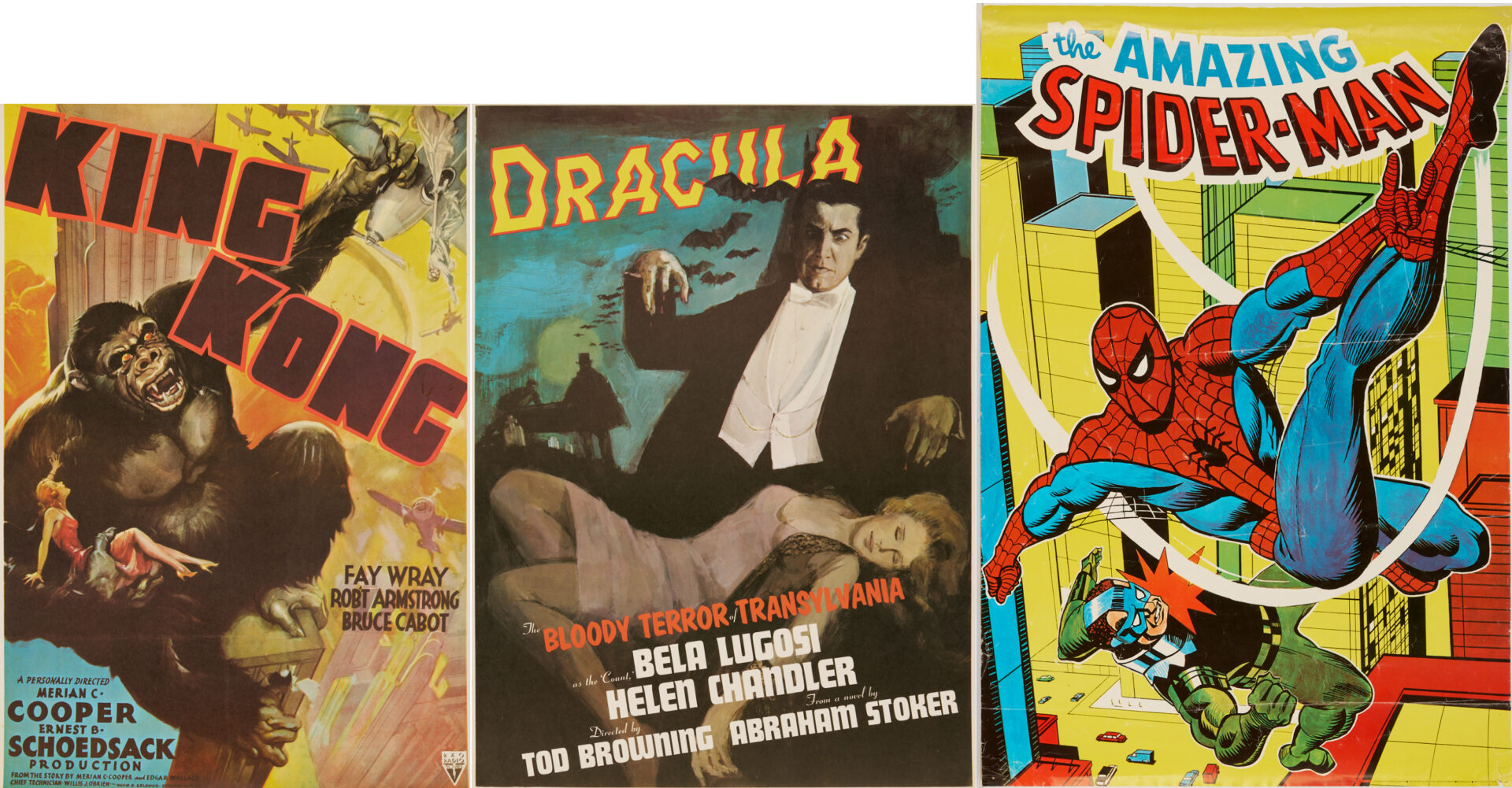 Lot 1216: 3 Movie Posters, King Kong, Dracula & Amazing Spiderman