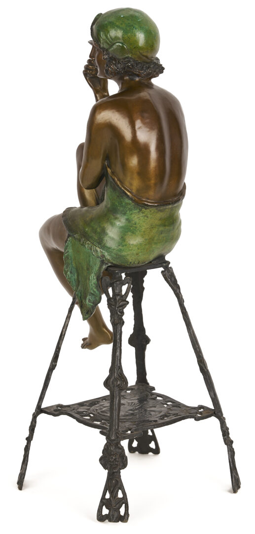 Lot 1217: Bronze Flapper After F. de Luca Bronze, Plus Toulouse-Lautrec Print