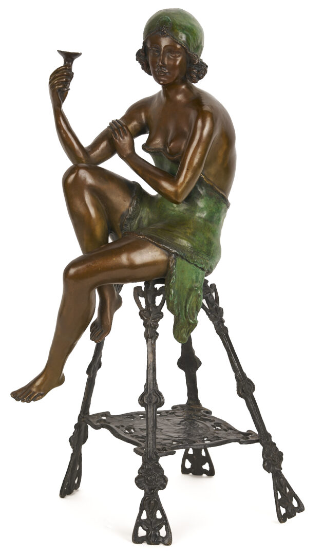 Lot 1217: Bronze Flapper After F. de Luca Bronze, Plus Toulouse-Lautrec Print