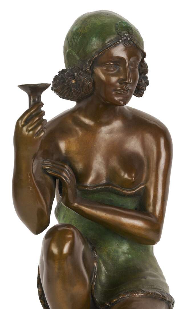 Lot 1217: Bronze Flapper After F. de Luca Bronze, Plus Toulouse-Lautrec Print