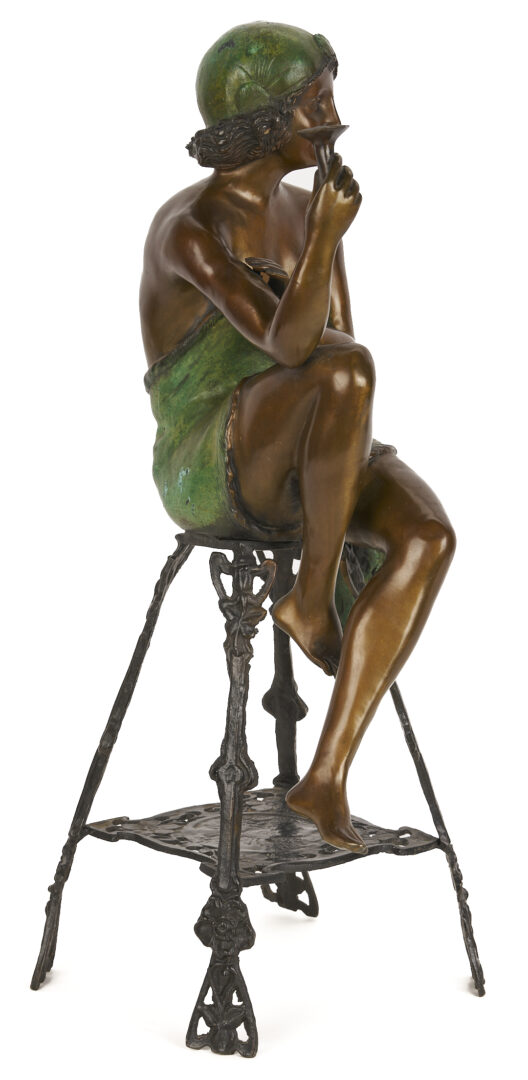 Lot 1217: Bronze Flapper After F. de Luca Bronze, Plus Toulouse-Lautrec Print