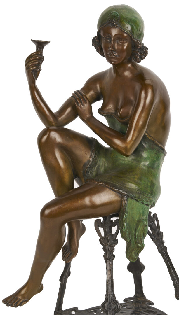 Lot 1217: Bronze Flapper After F. de Luca Bronze, Plus Toulouse-Lautrec Print