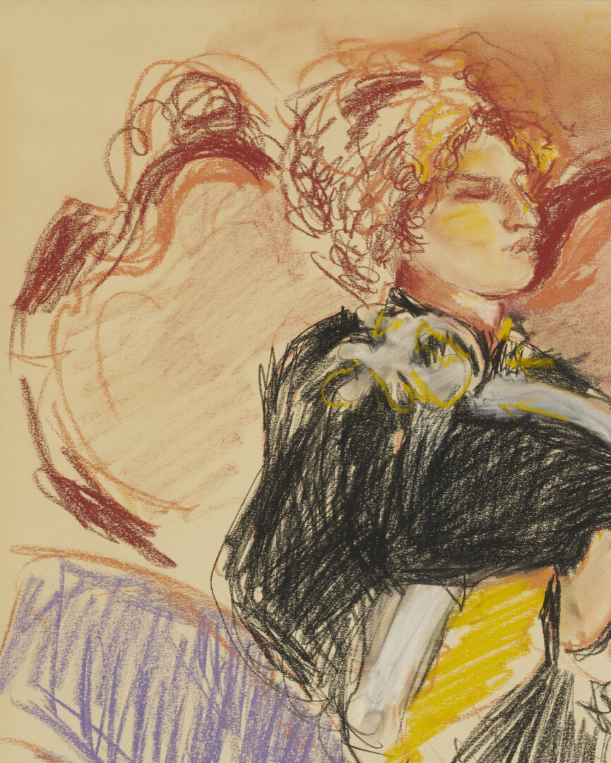 Lot 1219: Pastel Drawing of a Seated Woman, Signed SH