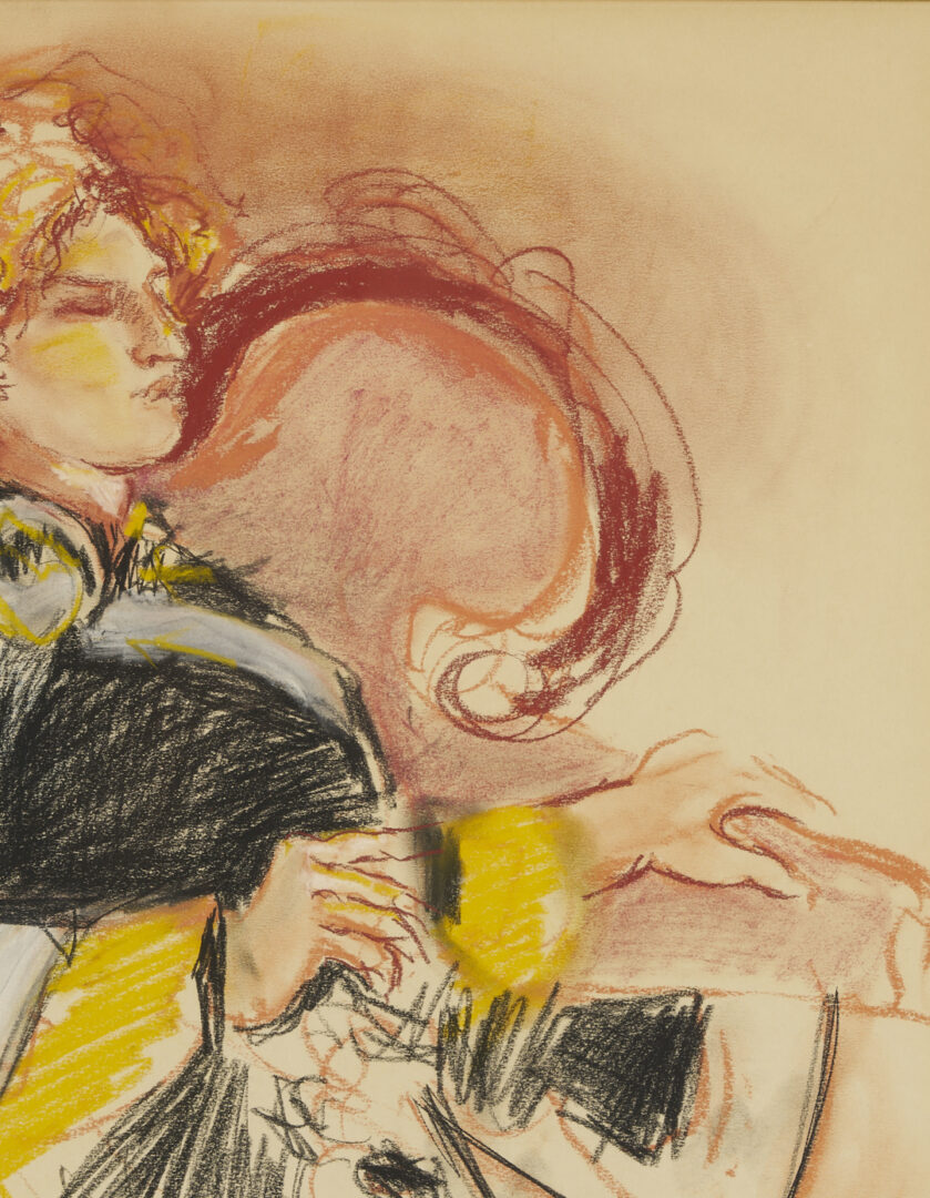 Lot 1219: Pastel Drawing of a Seated Woman, Signed SH