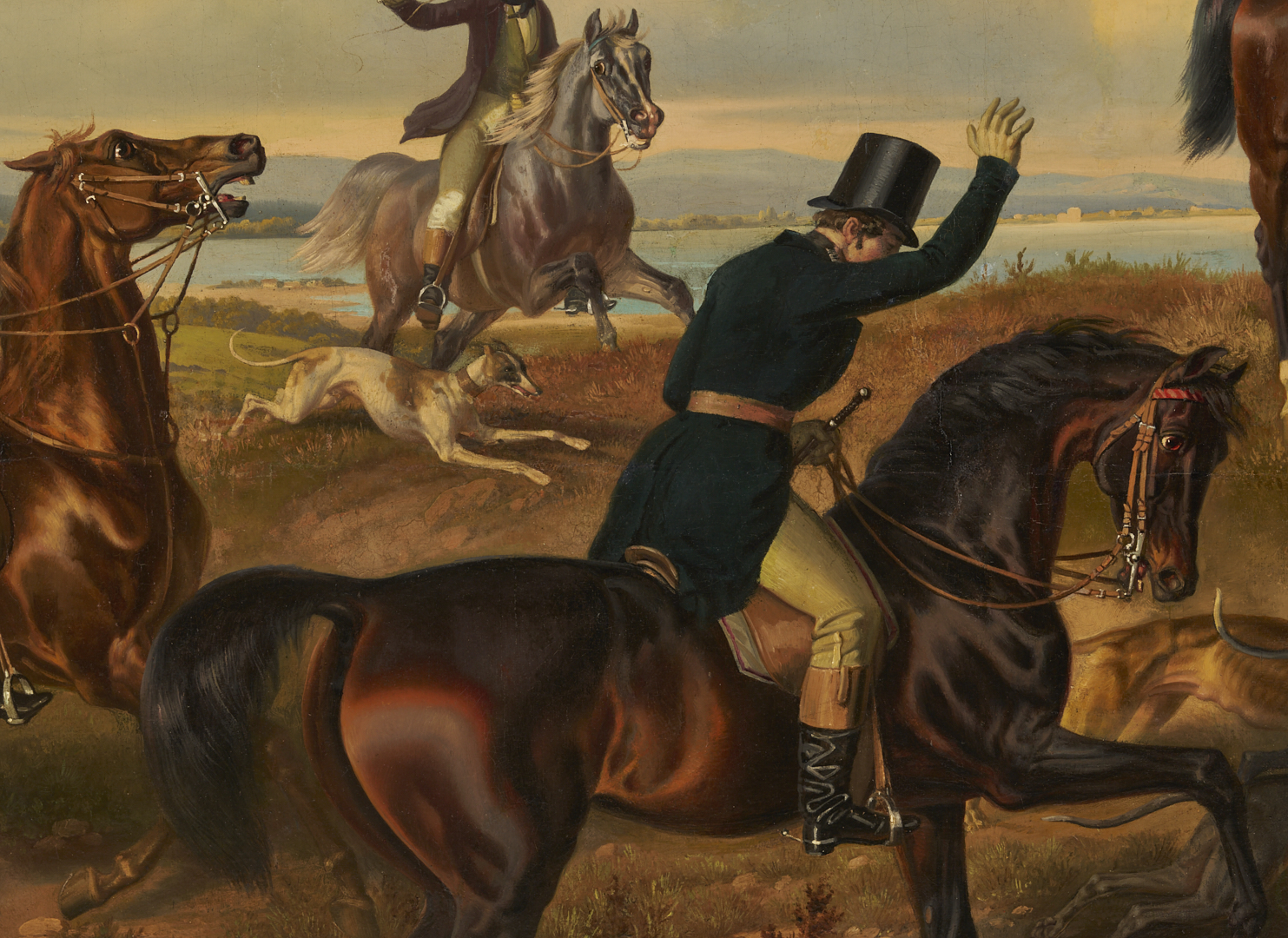 Lot 121: Large Theodor Franz Zimmermann O/C Fox Hunt Painting