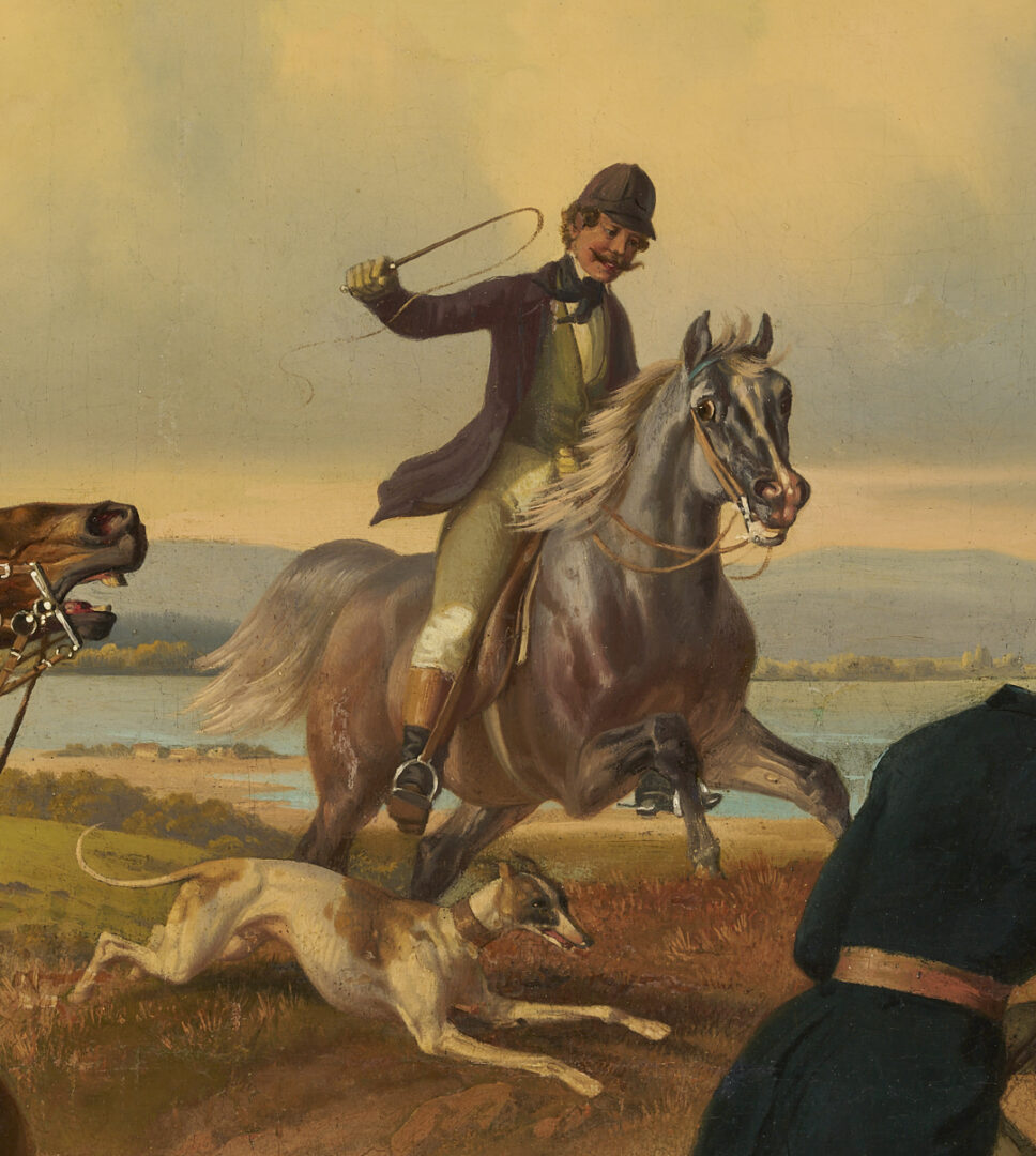 Lot 121: Large Theodor Franz Zimmermann O/C Fox Hunt Painting