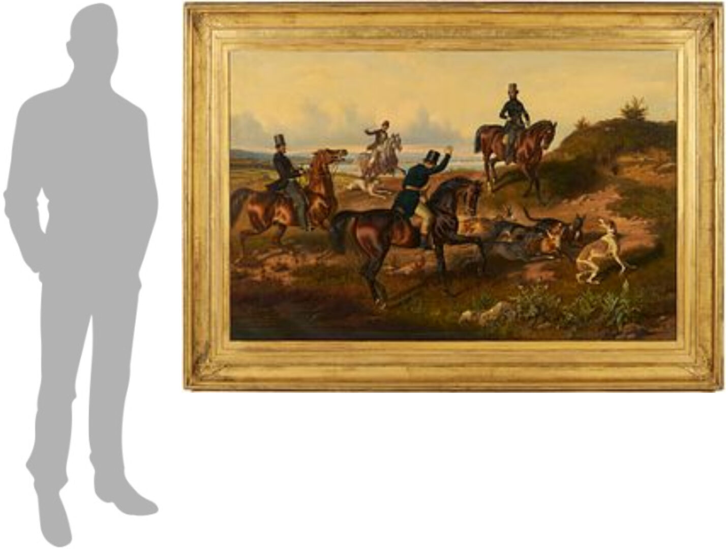 Lot 121: Large Theodor Franz Zimmermann O/C Fox Hunt Painting