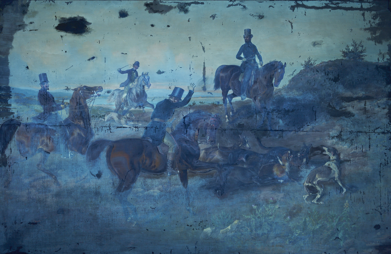 Lot 121: Large Theodor Franz Zimmermann O/C Fox Hunt Painting
