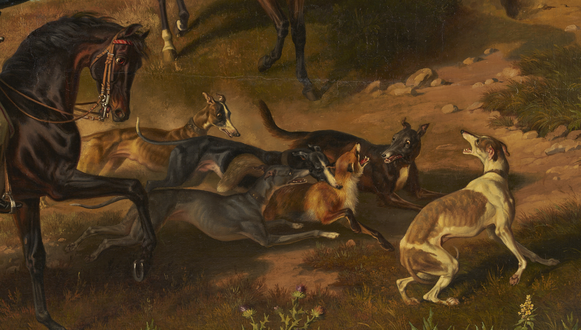 Lot 121: Large Theodor Franz Zimmermann O/C Fox Hunt Painting