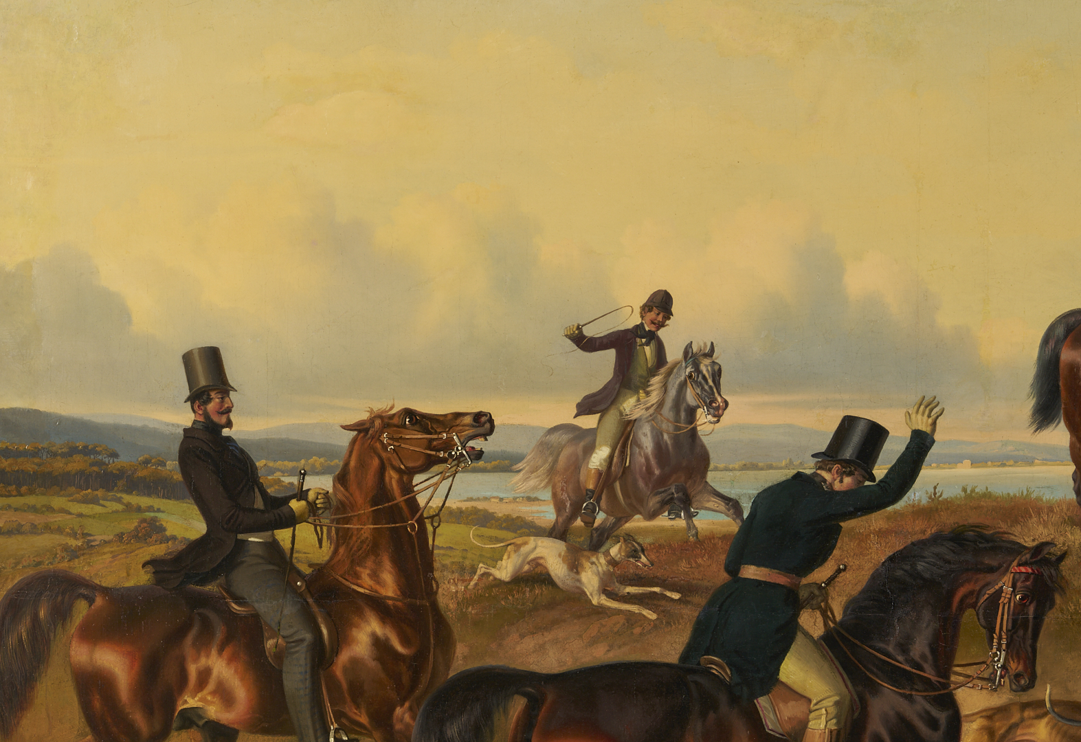 Lot 121: Large Theodor Franz Zimmermann O/C Fox Hunt Painting
