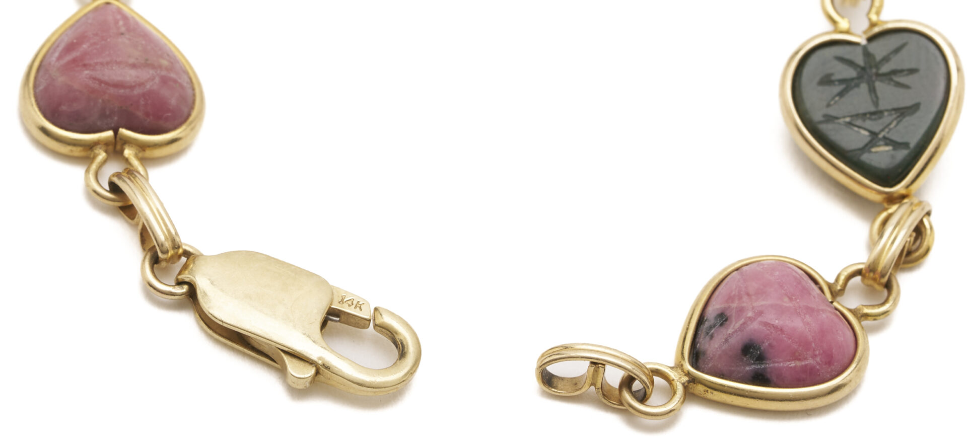 Lot 1221: 4 Matching Pieces – 14K Gold & Gemstone Bracelet, Pendant, & Earrings