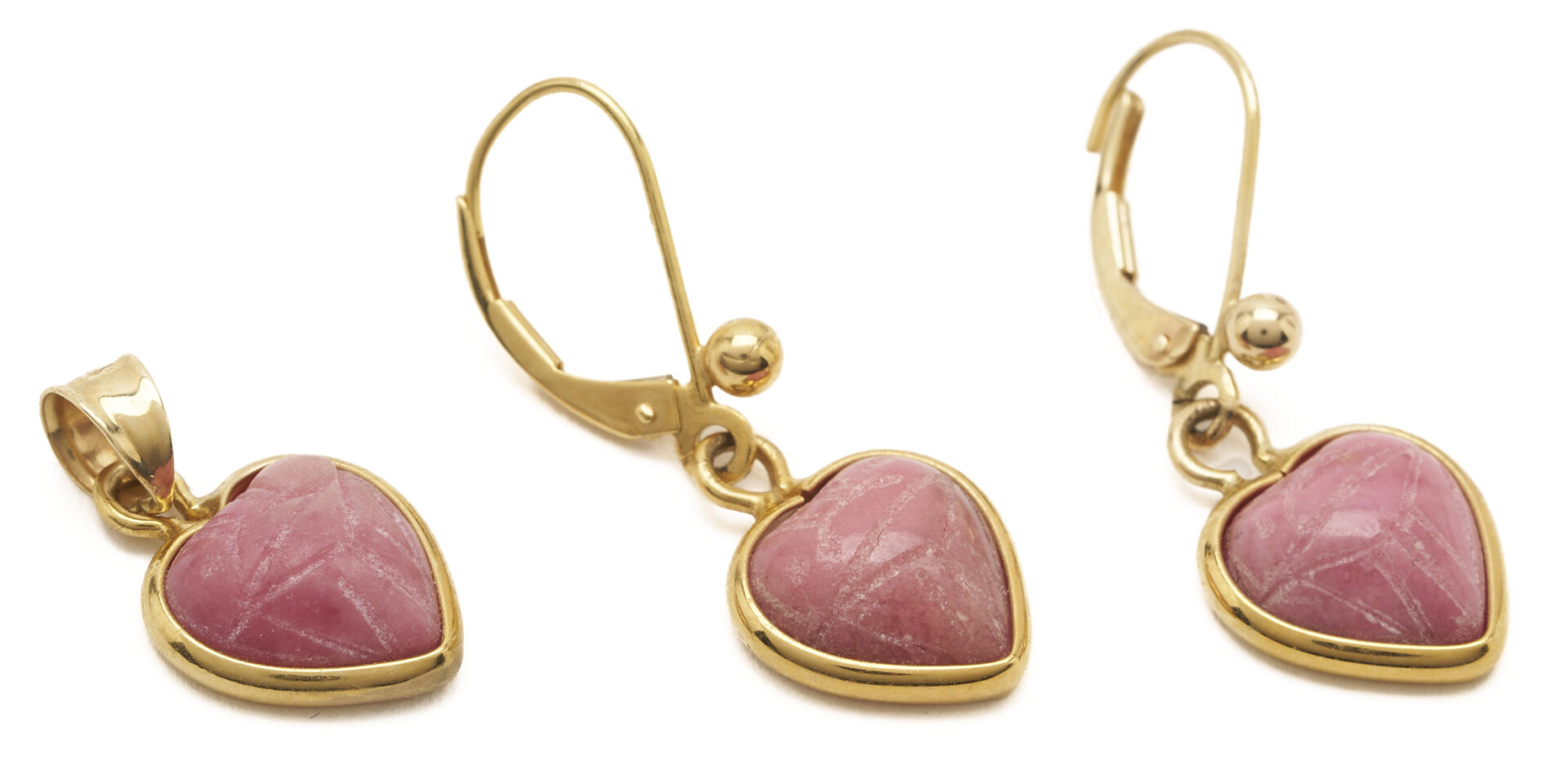 Lot 1221: 4 Matching Pieces – 14K Gold & Gemstone Bracelet, Pendant, & Earrings