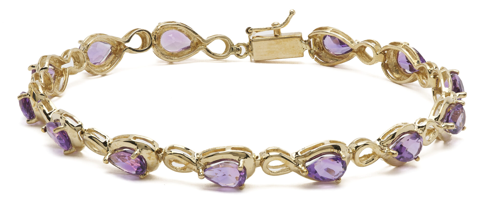 Lot 1222: 14K Gold & Amethyst Bracelet