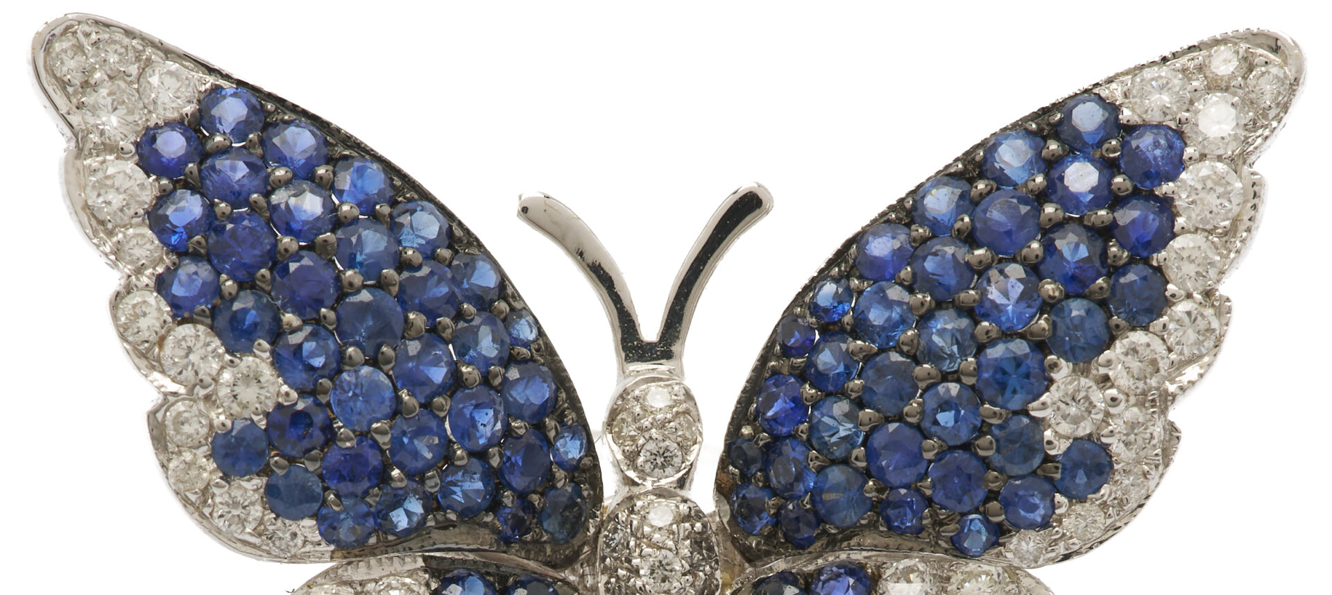 Lot 1226: 18K Gold, Diamond & Sapphire Butterfly Brooch