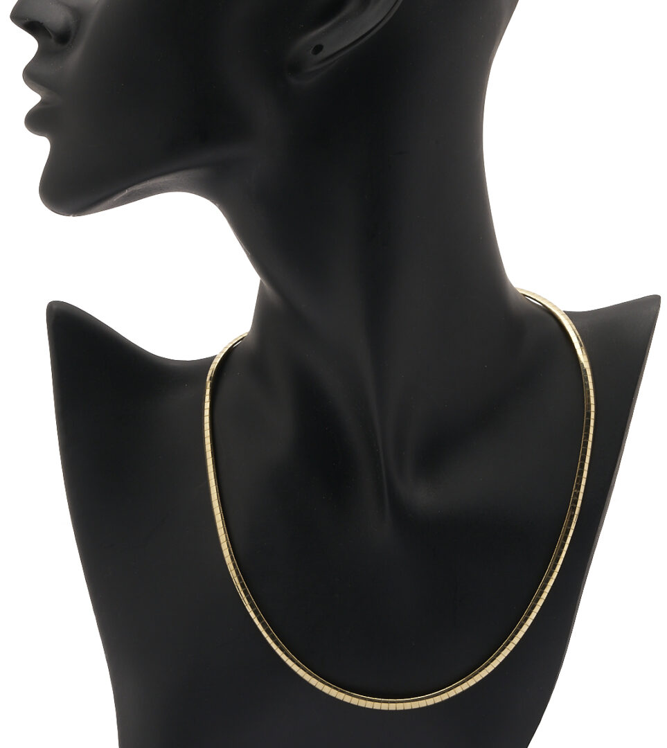 Lot 1227: 10K Yellow Gold Omega Necklace