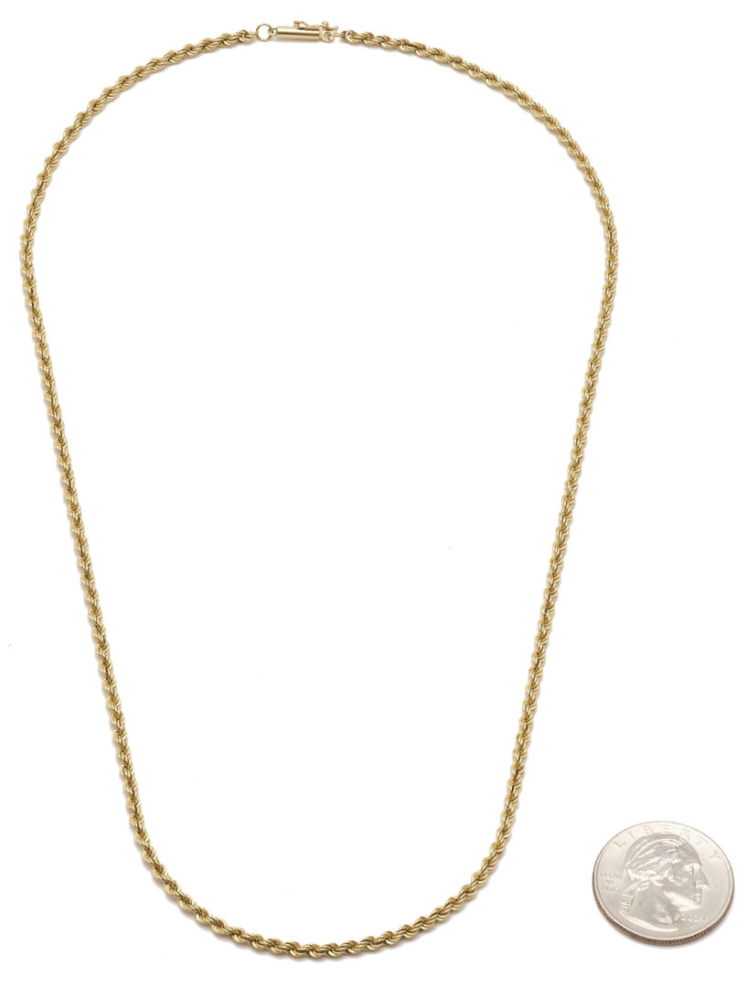 Lot 1229: 14K Gold Rope Chain Necklace