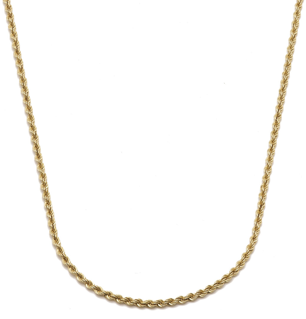 Lot 1229: 14K Gold Rope Chain Necklace