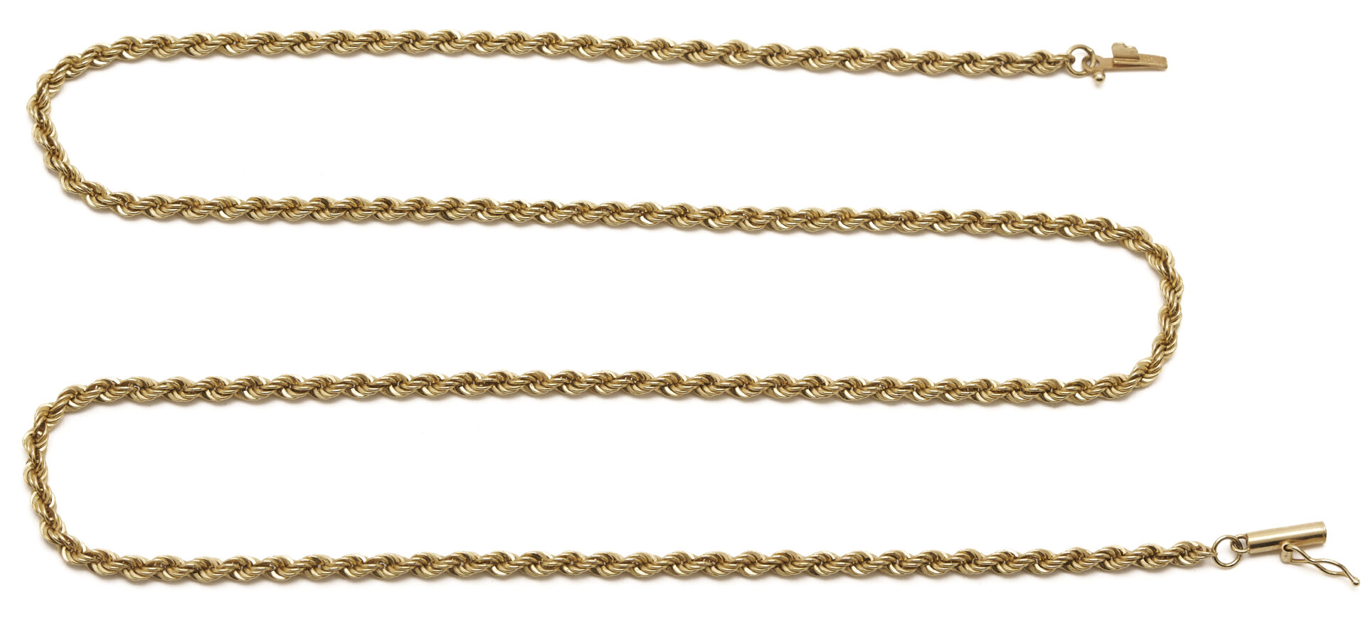 Lot 1229: 14K Gold Rope Chain Necklace
