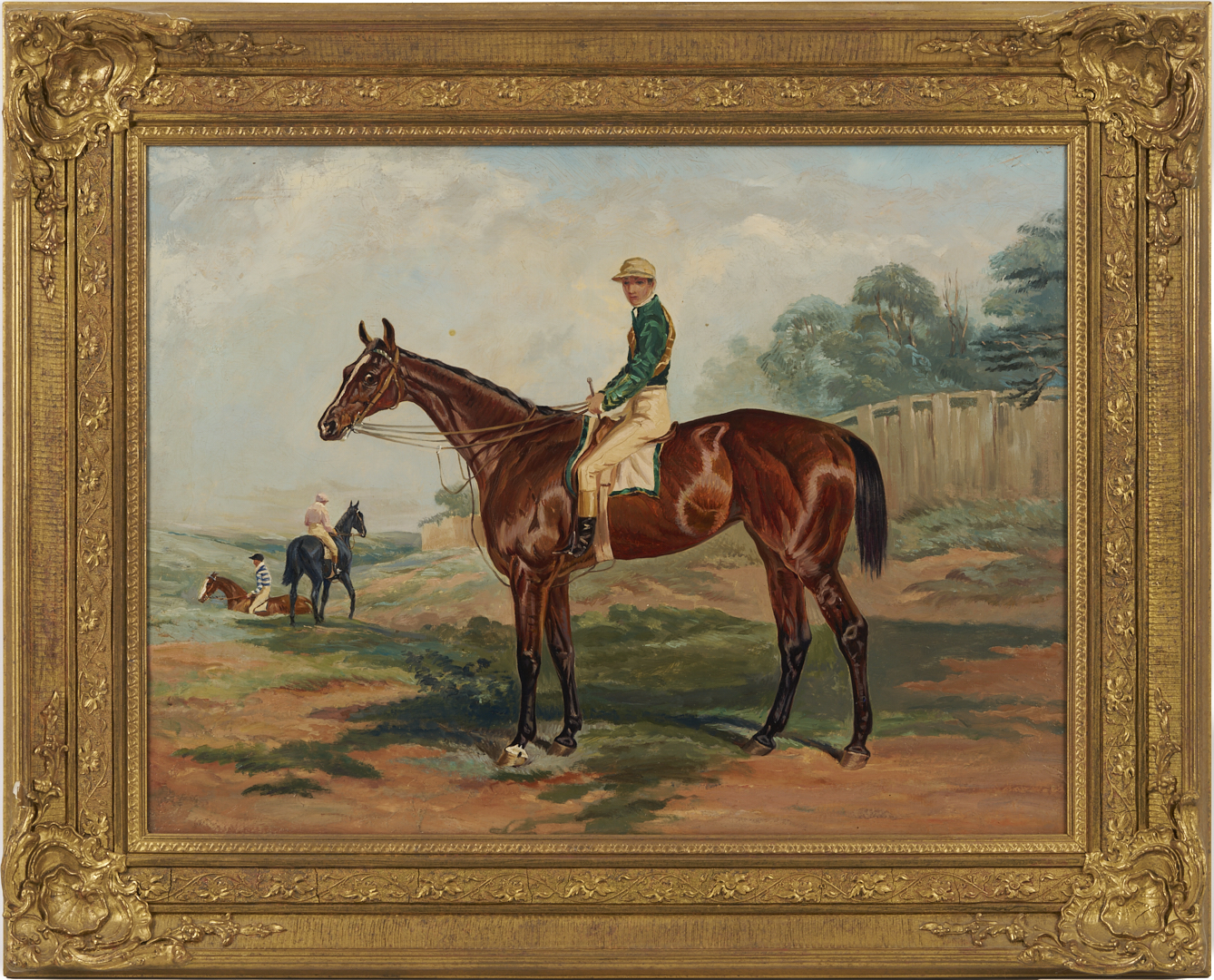 Lot 122: F. Clifton O/C Portrait of Racehorse Blink Bonny
