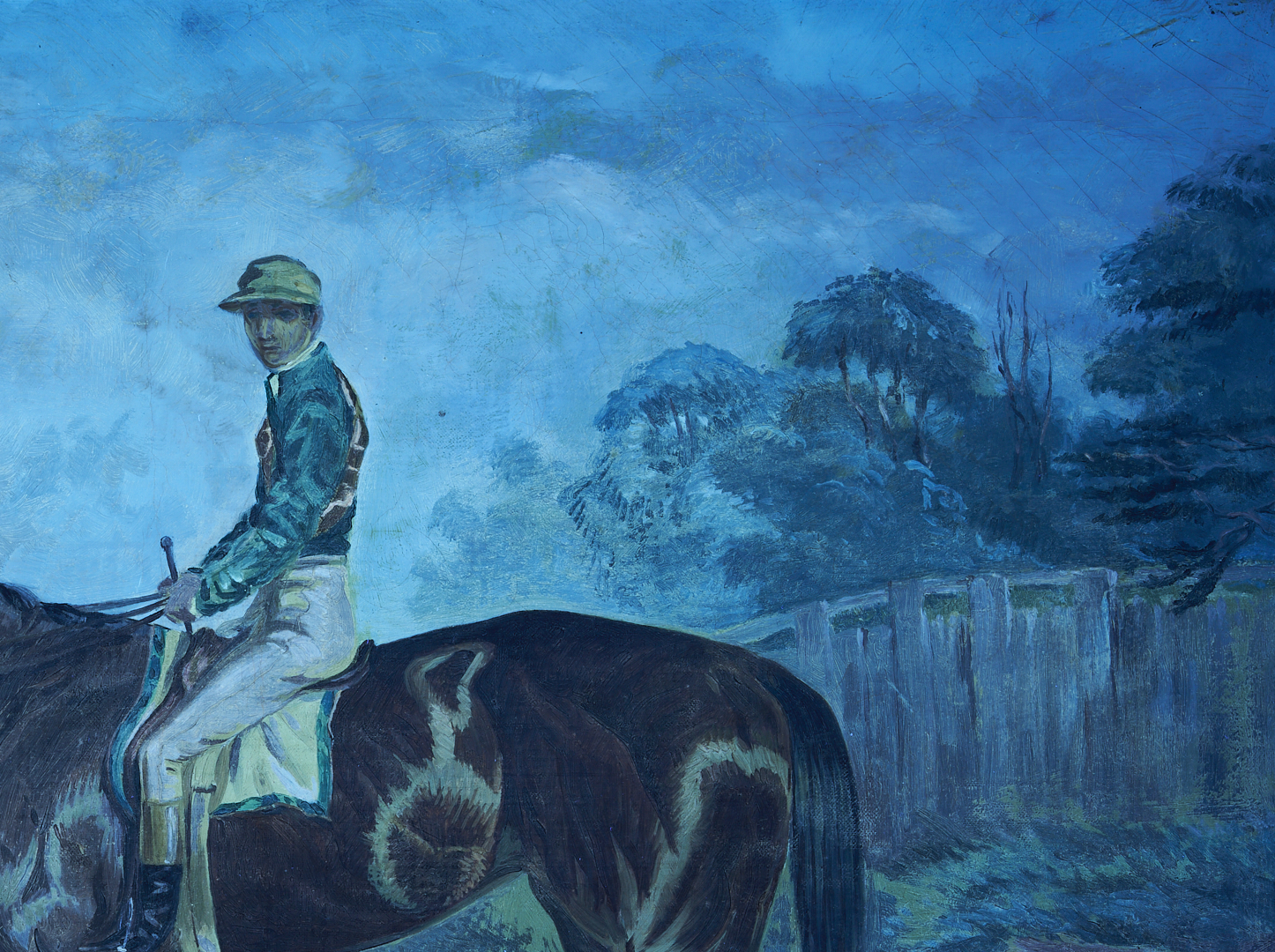 Lot 122: F. Clifton O/C Portrait of Racehorse Blink Bonny