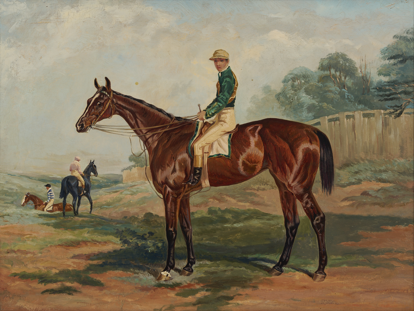 Lot 122: F. Clifton O/C Portrait of Racehorse Blink Bonny