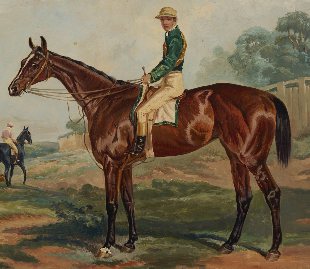 Lot 122: F. Clifton O/C Portrait of Racehorse Blink Bonny