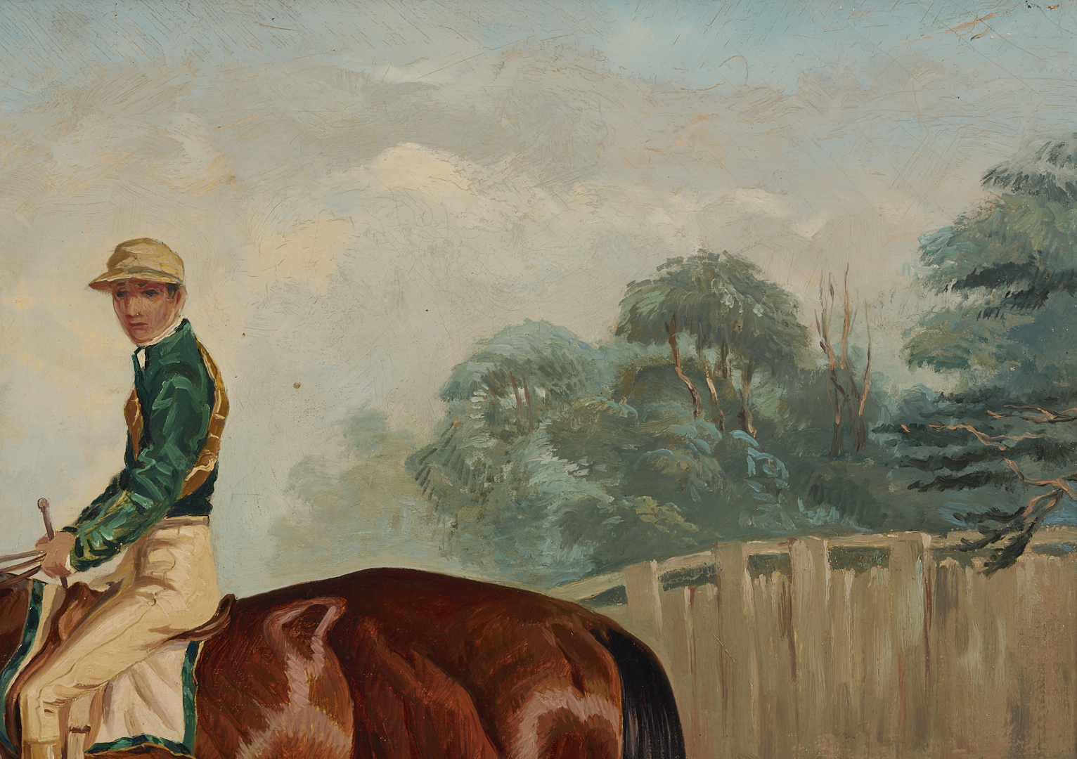 Lot 122: F. Clifton O/C Portrait of Racehorse Blink Bonny
