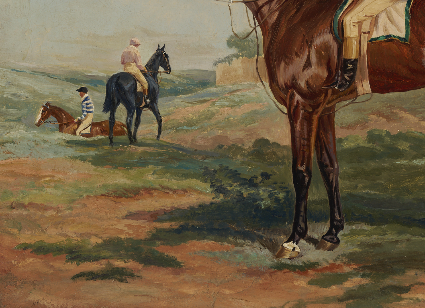 Lot 122: F. Clifton O/C Portrait of Racehorse Blink Bonny