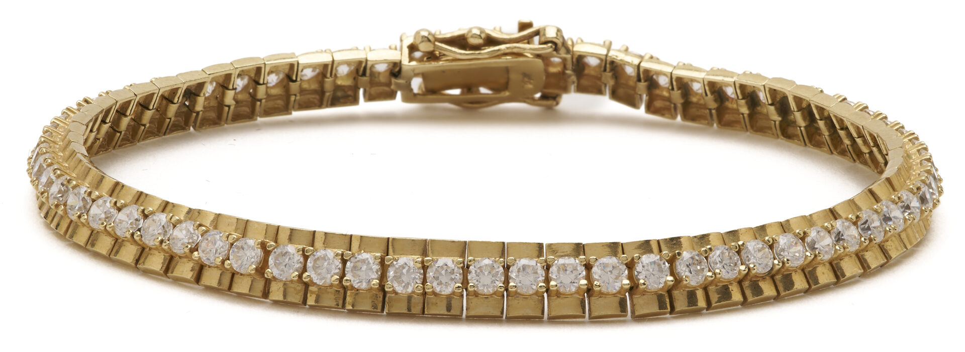 Lot 1232: 14K Gold & CZ Tennis Bracelet