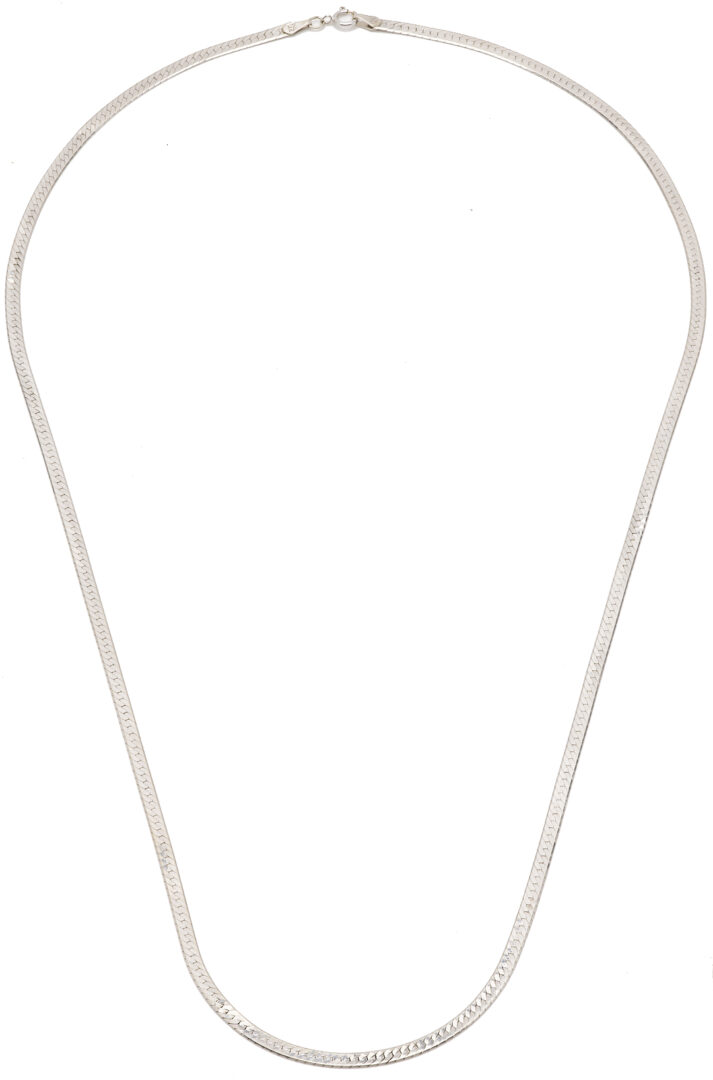 Lot 1233: 14K White Gold Omega Necklace