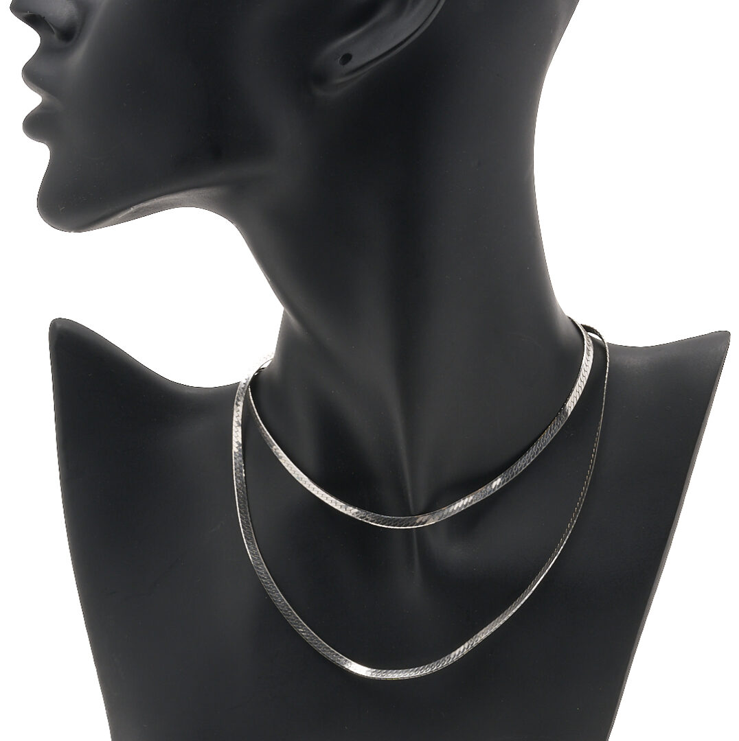 Lot 1233: 14K White Gold Omega Necklace