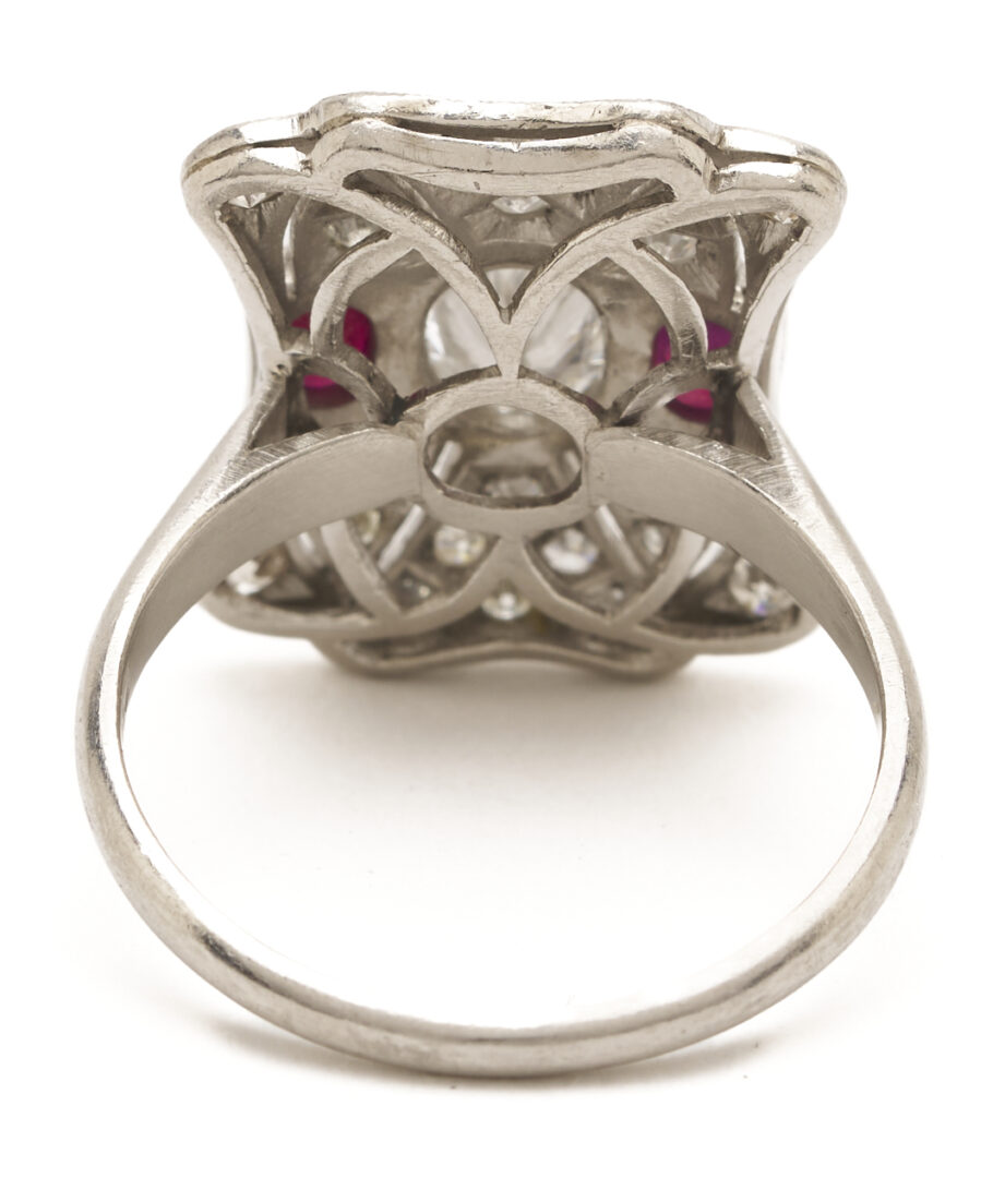 Lot 1234: Platinum, Diamond, & Ruby Ring and 10K Gold, Diamond & Sapphire Pin