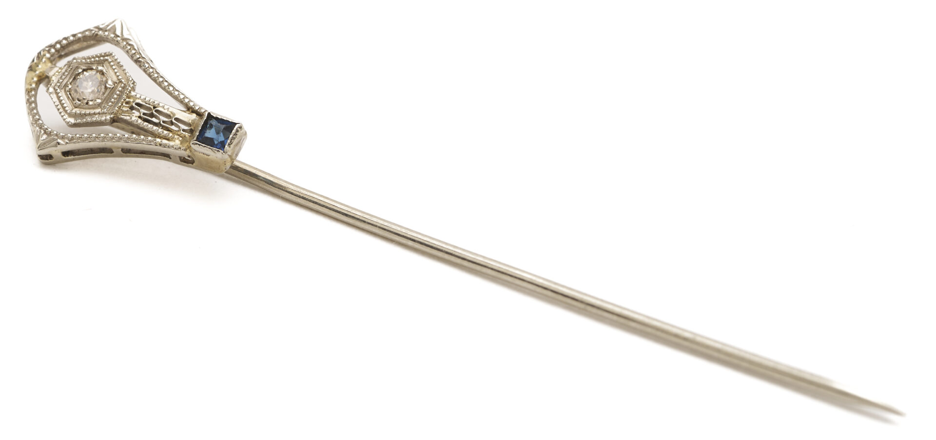 Lot 1234: Platinum, Diamond, & Ruby Ring and 10K Gold, Diamond & Sapphire Pin