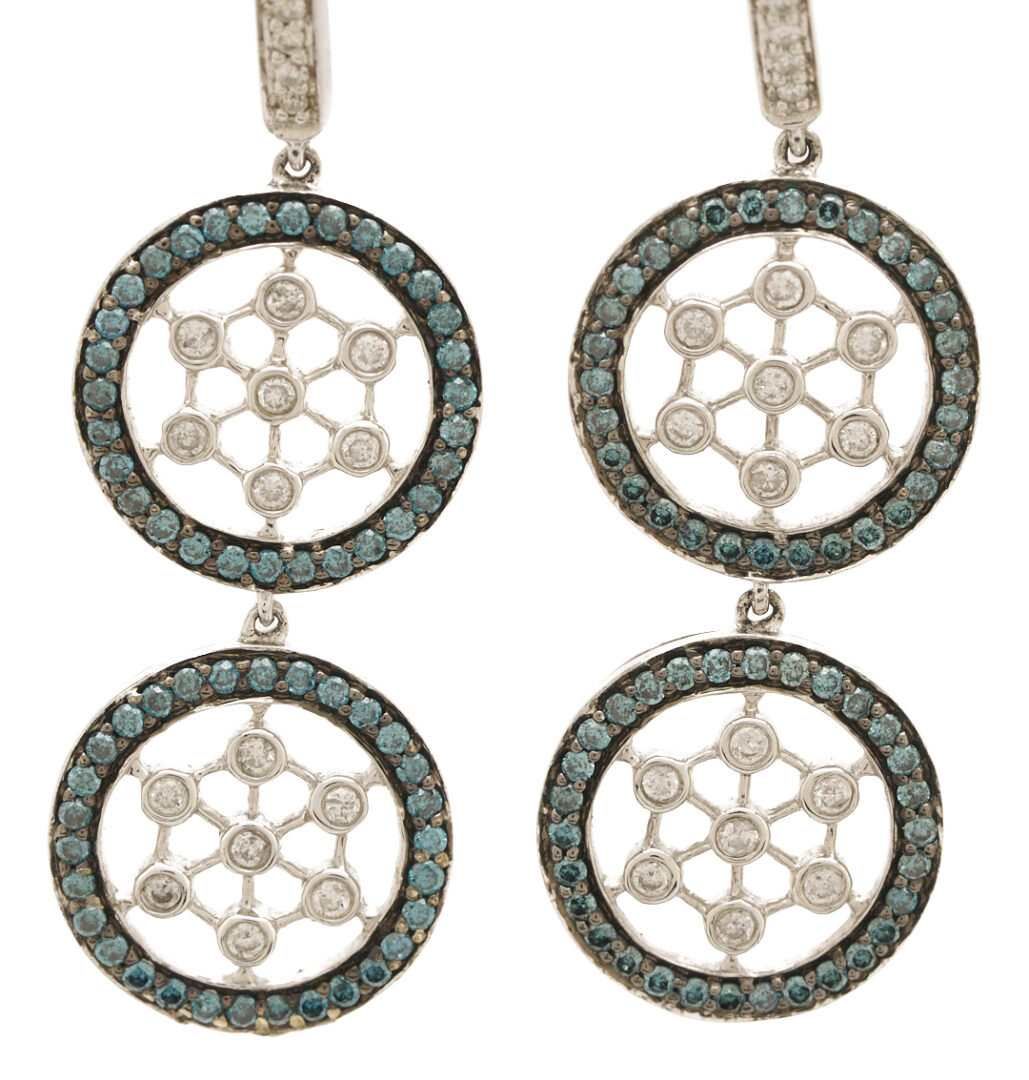 Lot 1236: 14K Gold & Diamond Dangle Earrings