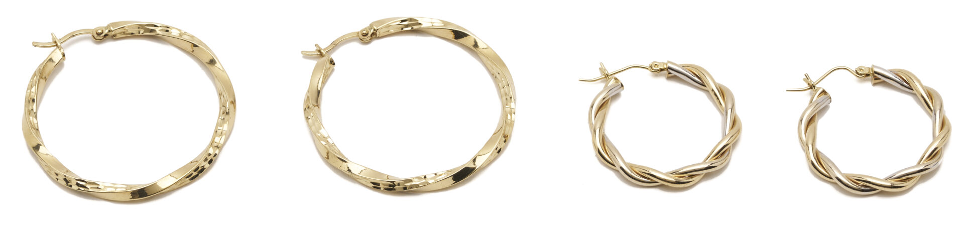 Lot 1238: Two 14K Yellow Gold Hoop Earring Pairs