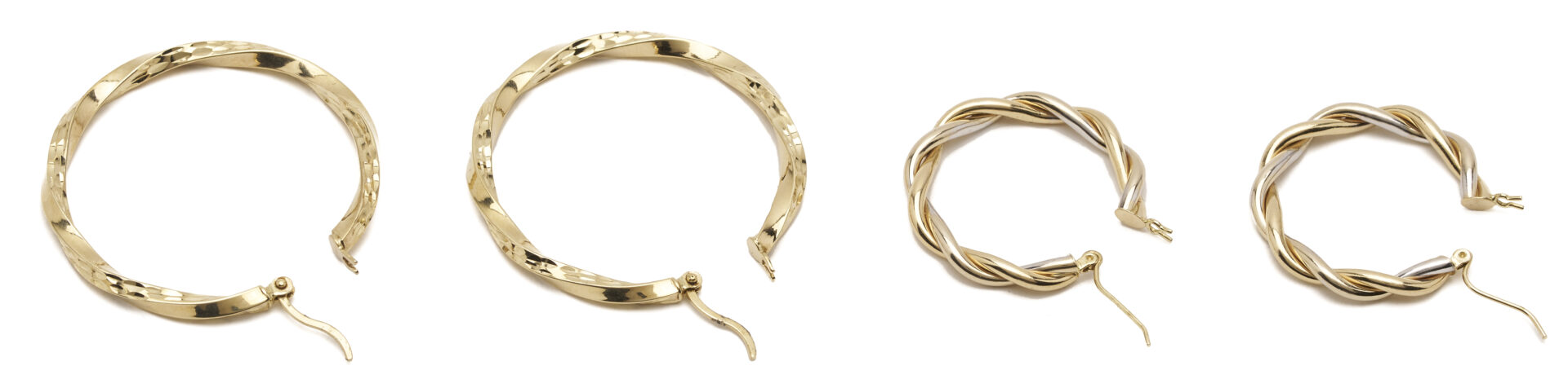 Lot 1238: Two 14K Yellow Gold Hoop Earring Pairs