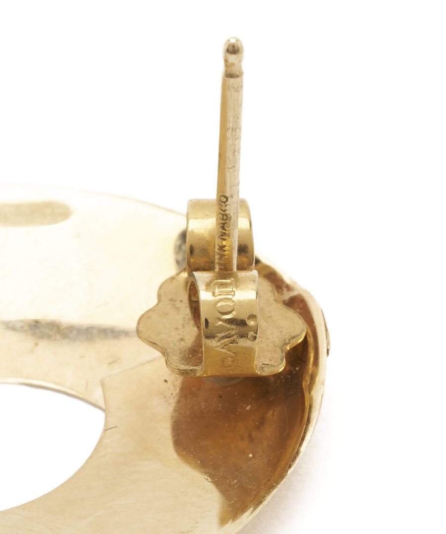 Lot 1240: 2 Prs. 14K Earrings & 14K Enameled Shoe Pendant