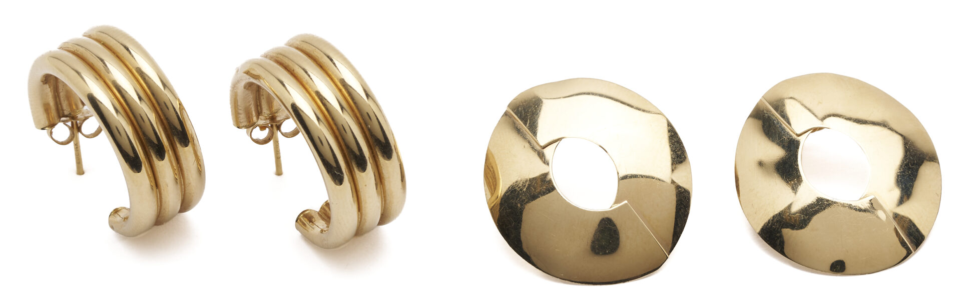 Lot 1240: 2 Prs. 14K Earrings & 14K Enameled Shoe Pendant