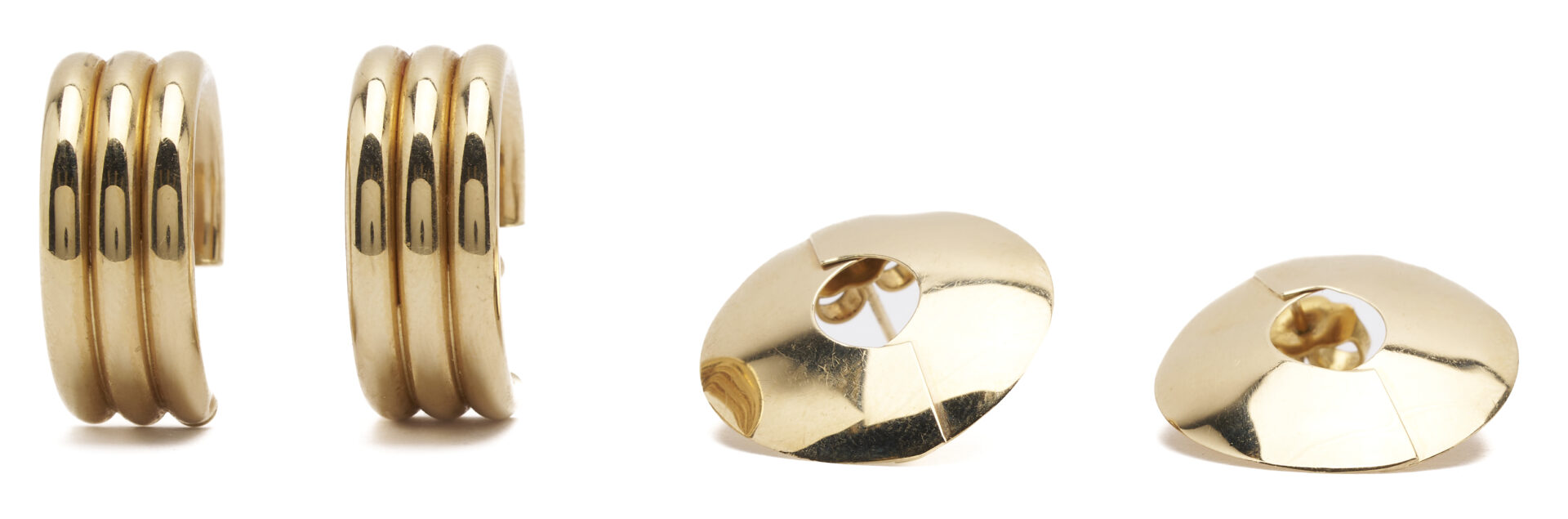 Lot 1240: 2 Prs. 14K Earrings & 14K Enameled Shoe Pendant