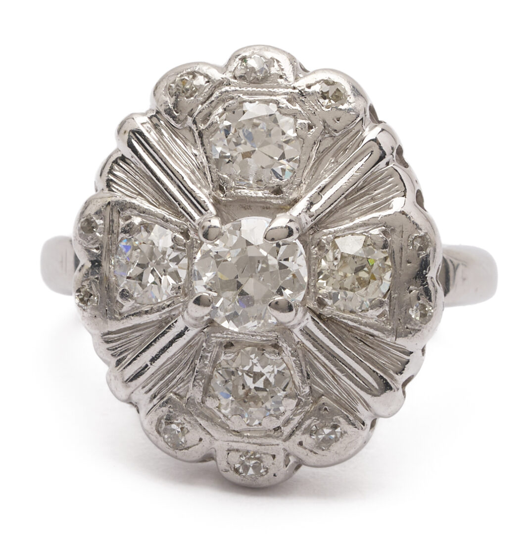 Lot 1241: 14K White Gold & Diamond Cocktail Ring