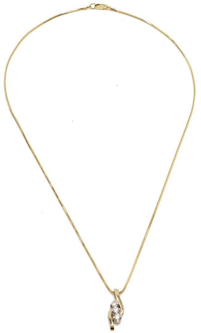 Lot 1243: 14K Italian Gold & Diamond Necklace