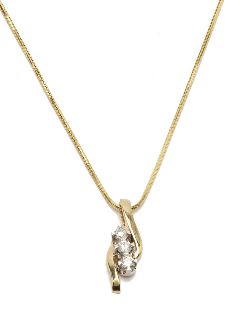 Lot 1243: 14K Italian Gold & Diamond Necklace