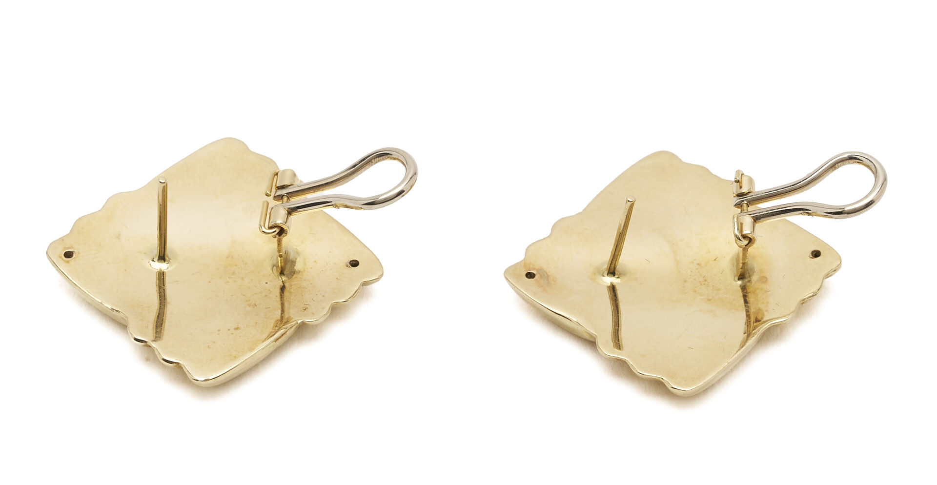 Lot 1246: 14K Yellow Gold Square Woven Italian Earrings