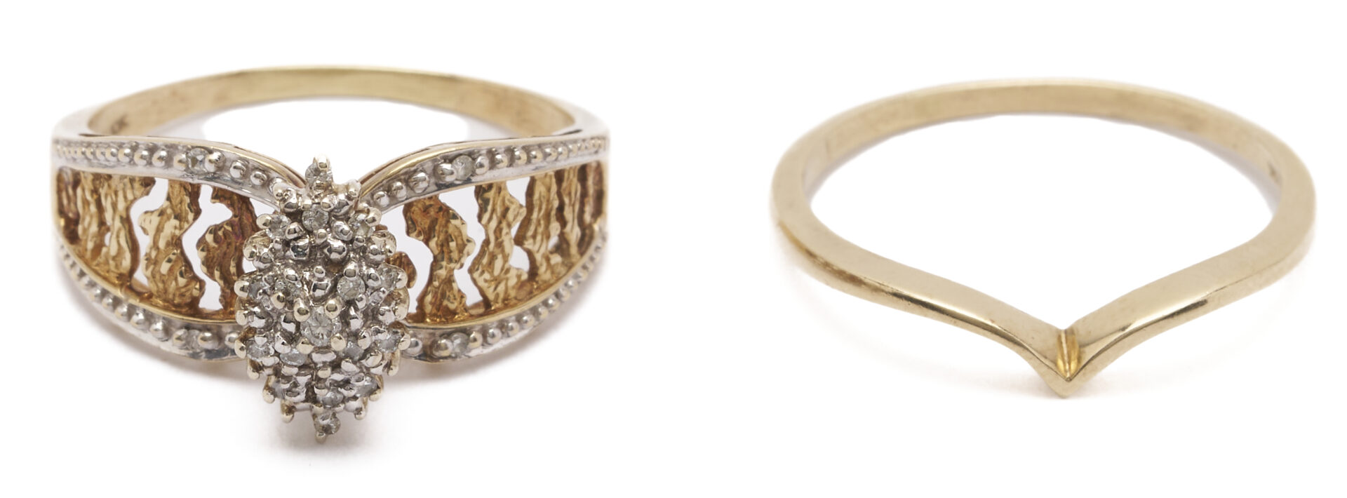 Lot 1247: 10K Gold Wedding Set & Diamond Earrings