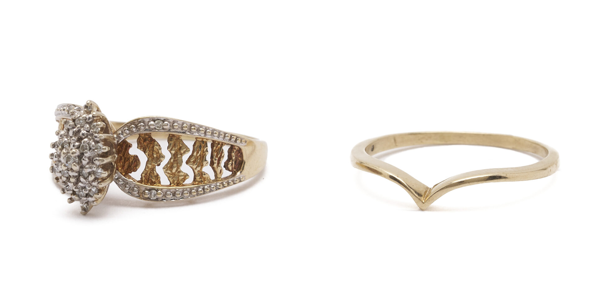 Lot 1247: 10K Gold Wedding Set & Diamond Earrings