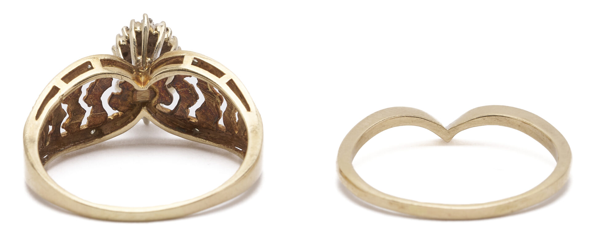 Lot 1247: 10K Gold Wedding Set & Diamond Earrings