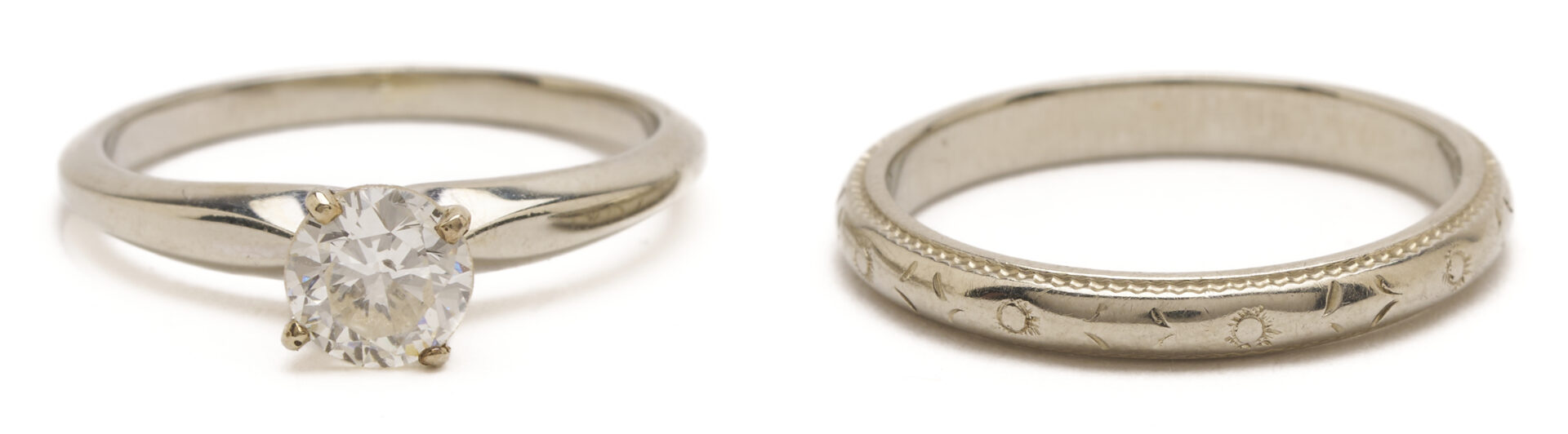 Lot 1248: 18K Gold & Diamond Engagement Ring and 18K Gold Band